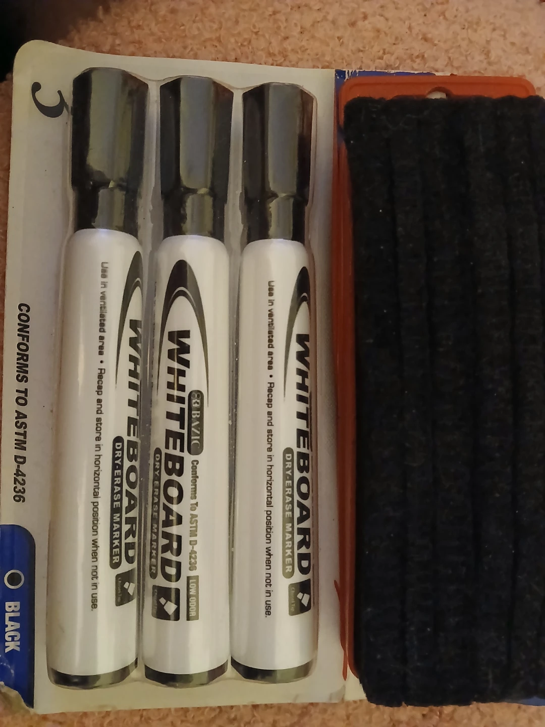3 Black Dry-Erase Markers with Eraser
