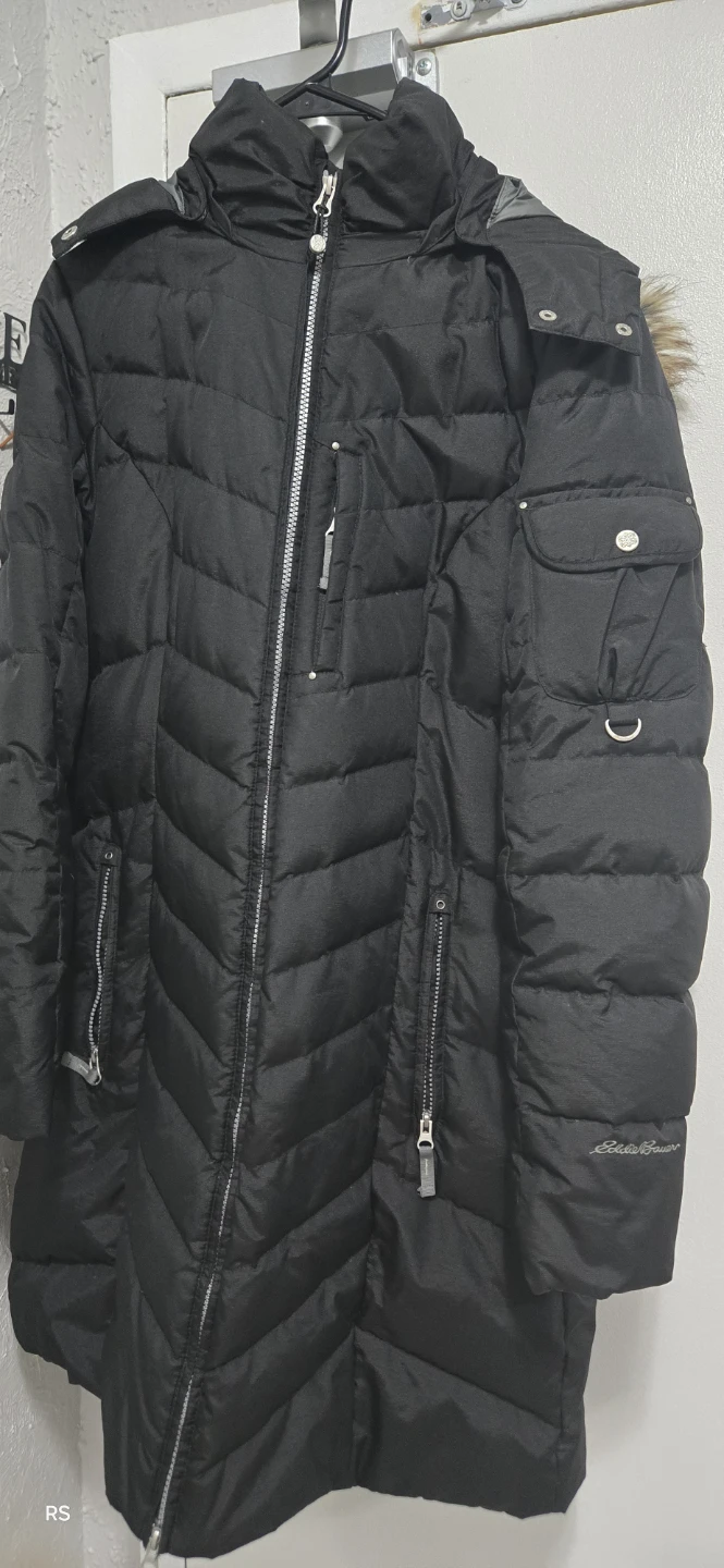 Eddie Bauer Women's Black Down Parka with Faux Fur Trim Hood - photo 2