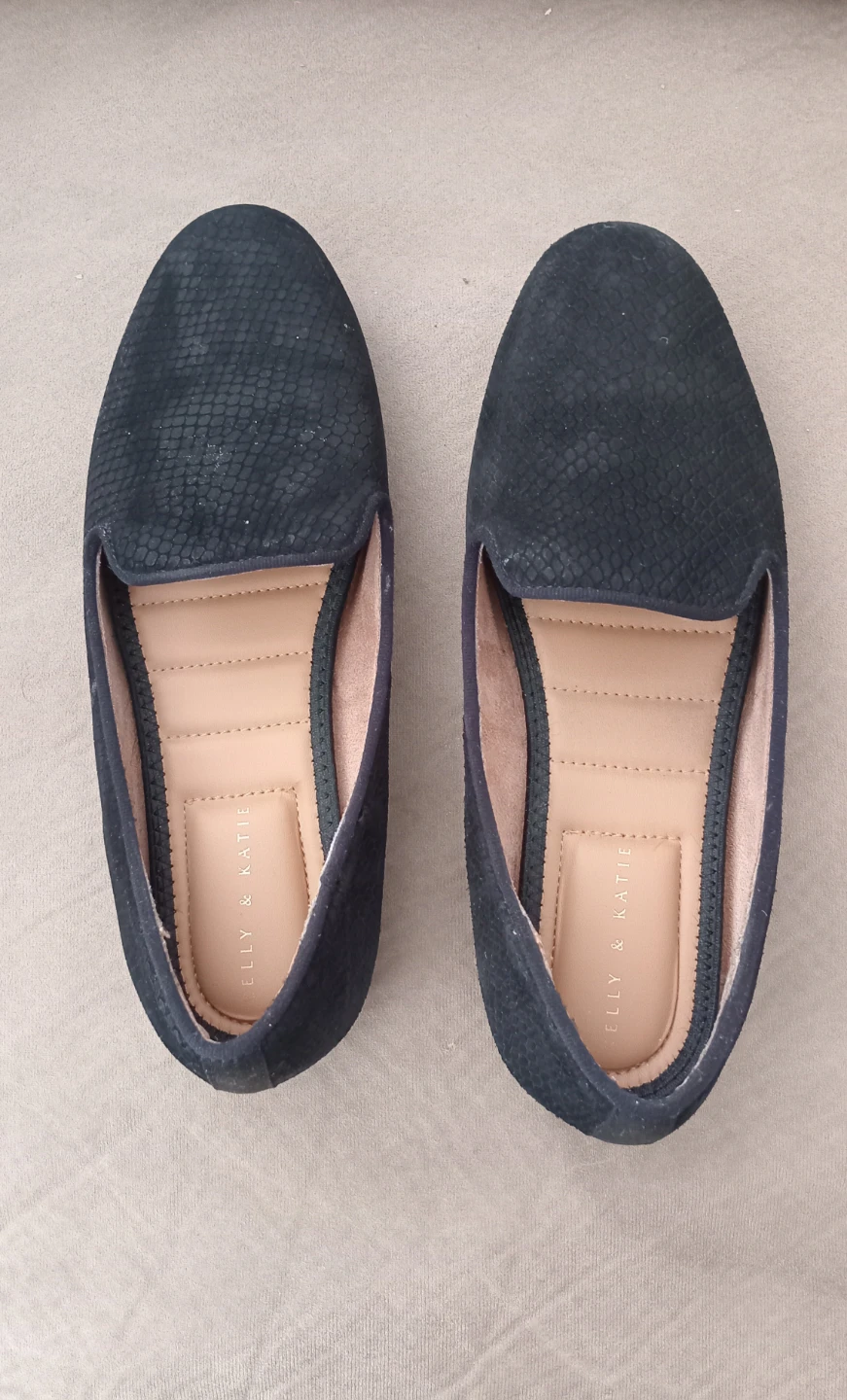 Elly & Katie Black Snake Embossed Loafer Flats - photo 2