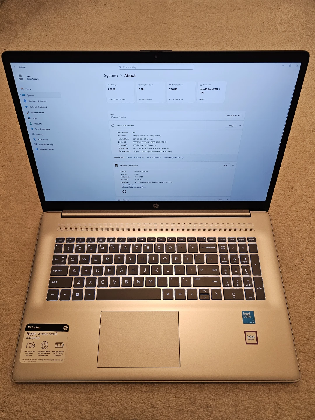 HP 17.3" Laptop Intel Core 5 120U 32GB-2TB SSD - Silver - photo 5