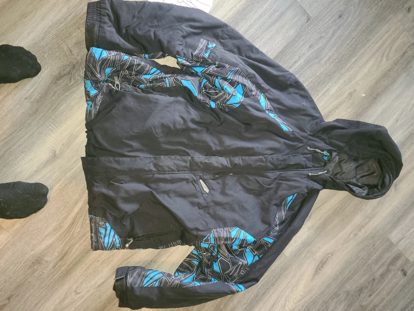 Black Ski Jacket with Blue Accents