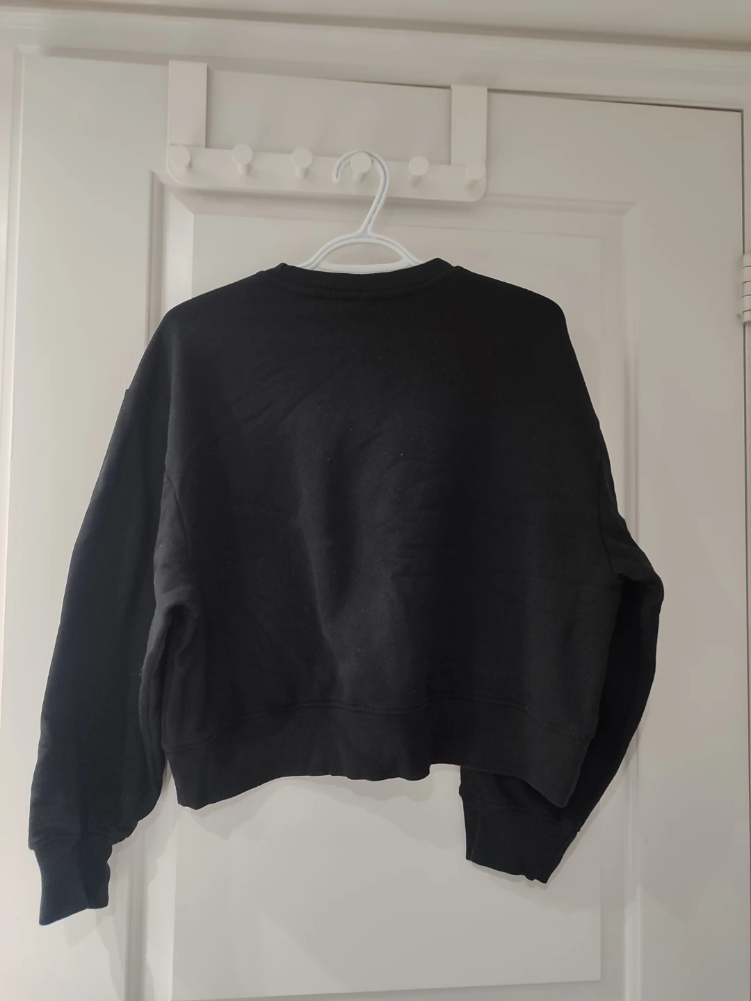 Black Crewneck Sweatshirt with Gold Button Detail - photo 2