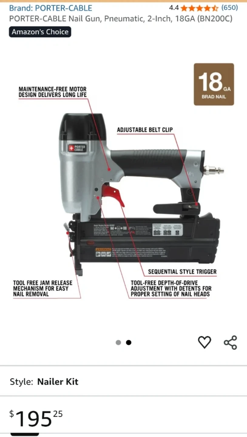 Porter-Cable 18 GA Brad Nailer Kit 🥕 - photo 2