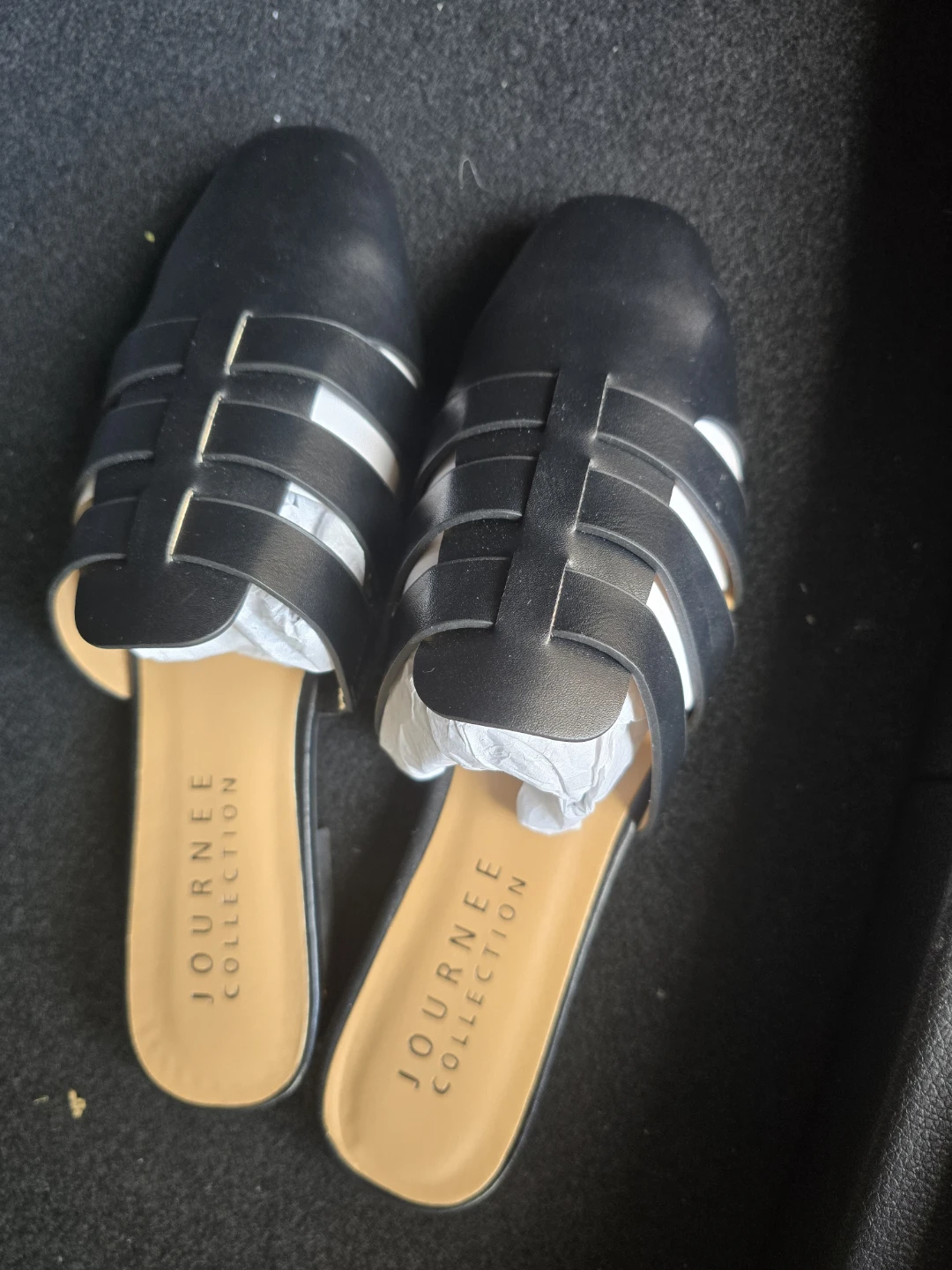 Journee Collection Black Woven Mule Flats - Size 7.5 - photo 2