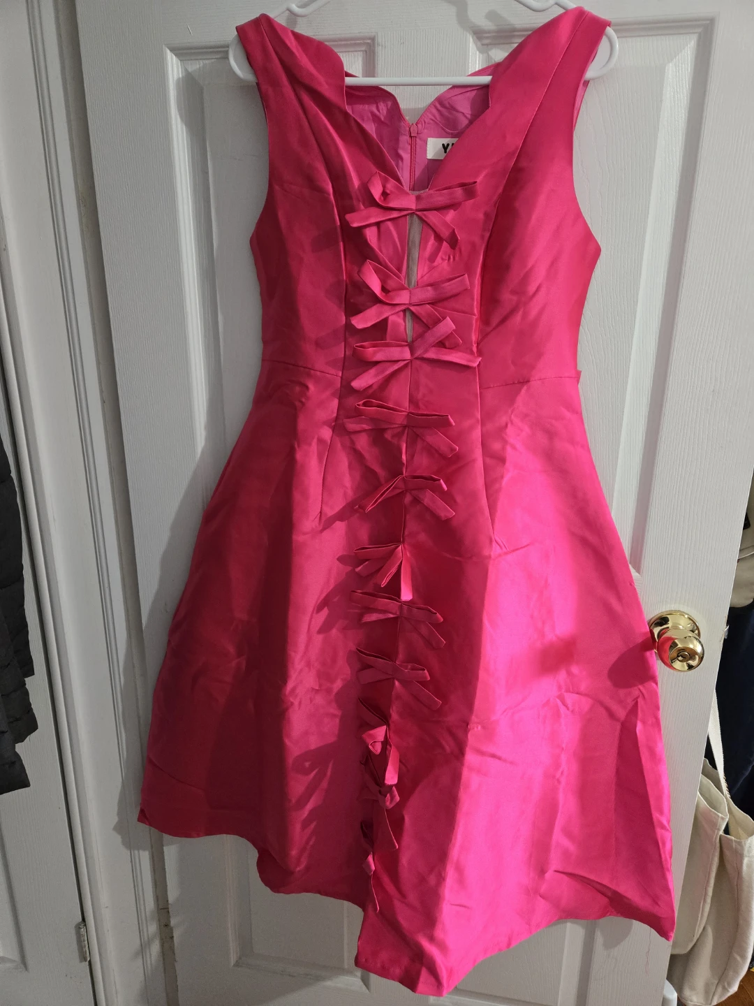 Hot Pink Sleeveless Bow Detail Dress