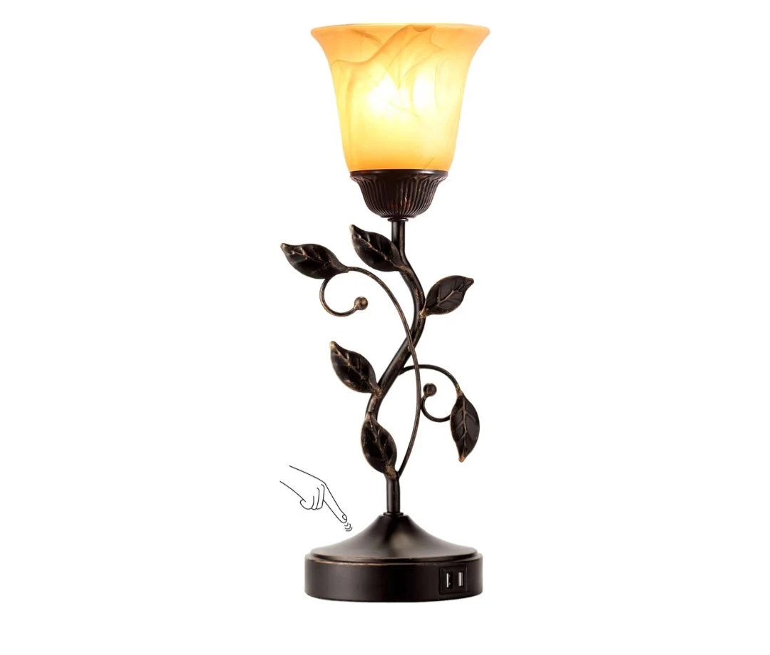 Vintage Style Table Lamp with USB Ports & Touch Control