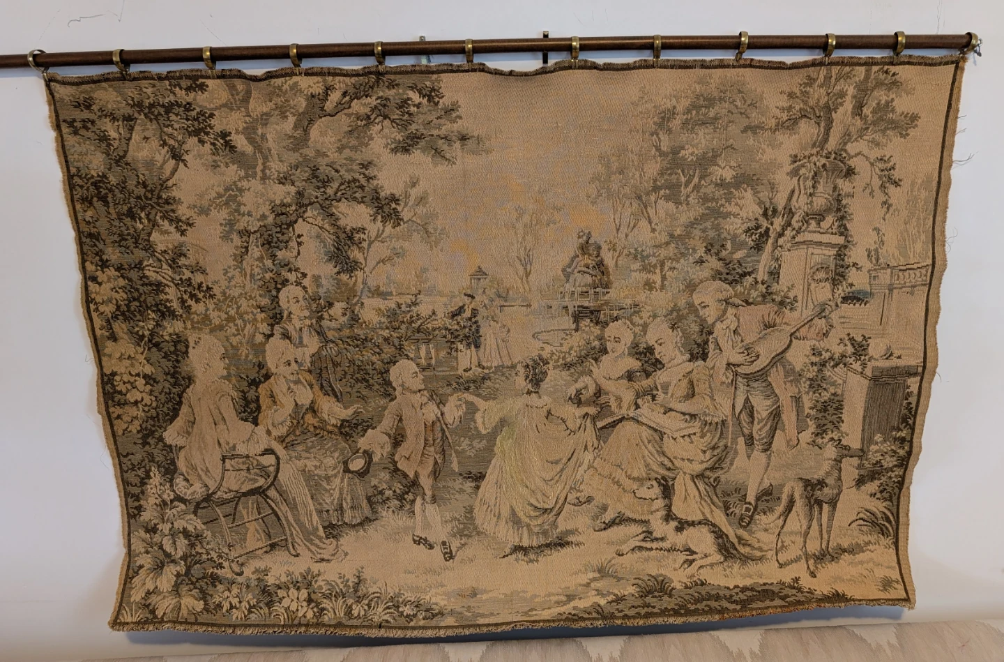 Vintage Tapestry Garden Scenery Made in France
