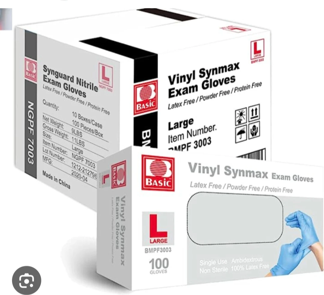 Vinyl  Synmax  Exam Gloves, Large