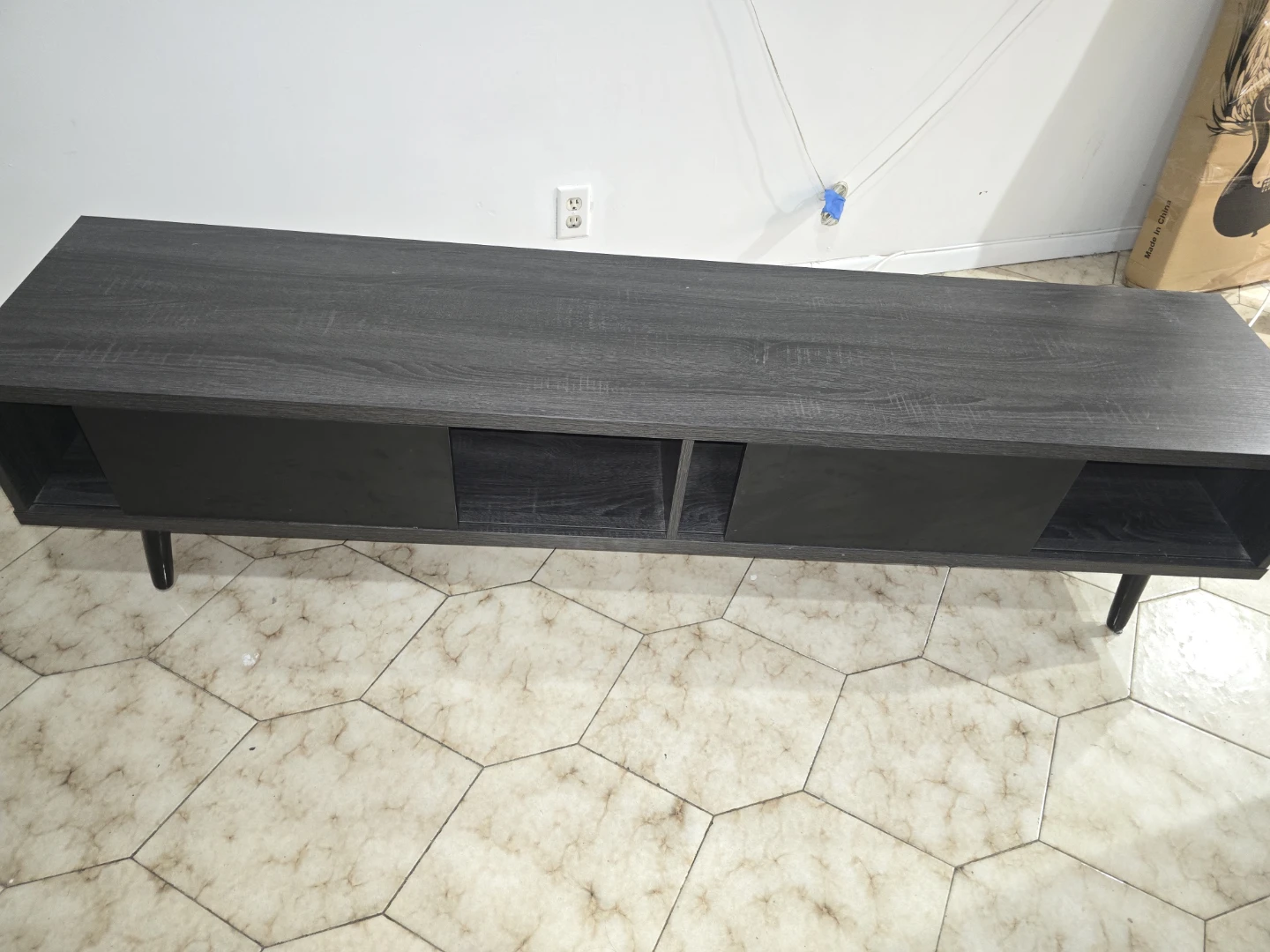 Dark Gray TV Stand with Storage - photo 4