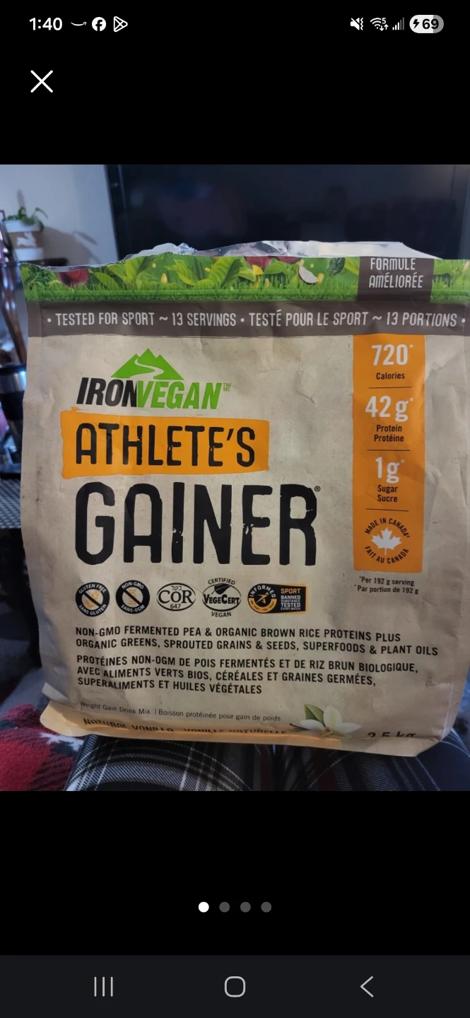 Iron Vegan Athlete's Gainer Weight Gain Drink Mix - Vanilla
