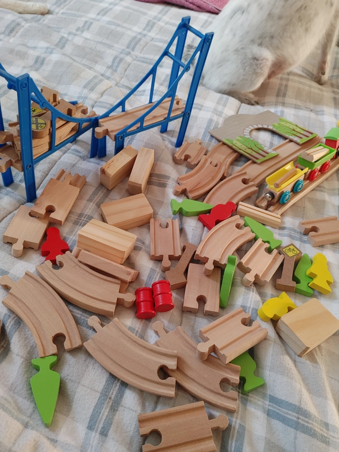 Wooden Train Track Set with Bridge and Accessories - photo 2