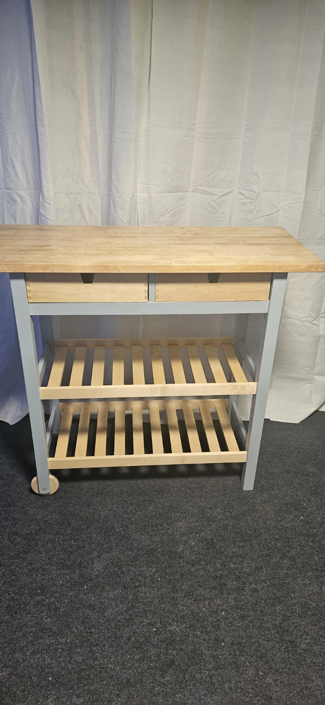 Wooden Kitchen Cart with Drawers and Shelves
