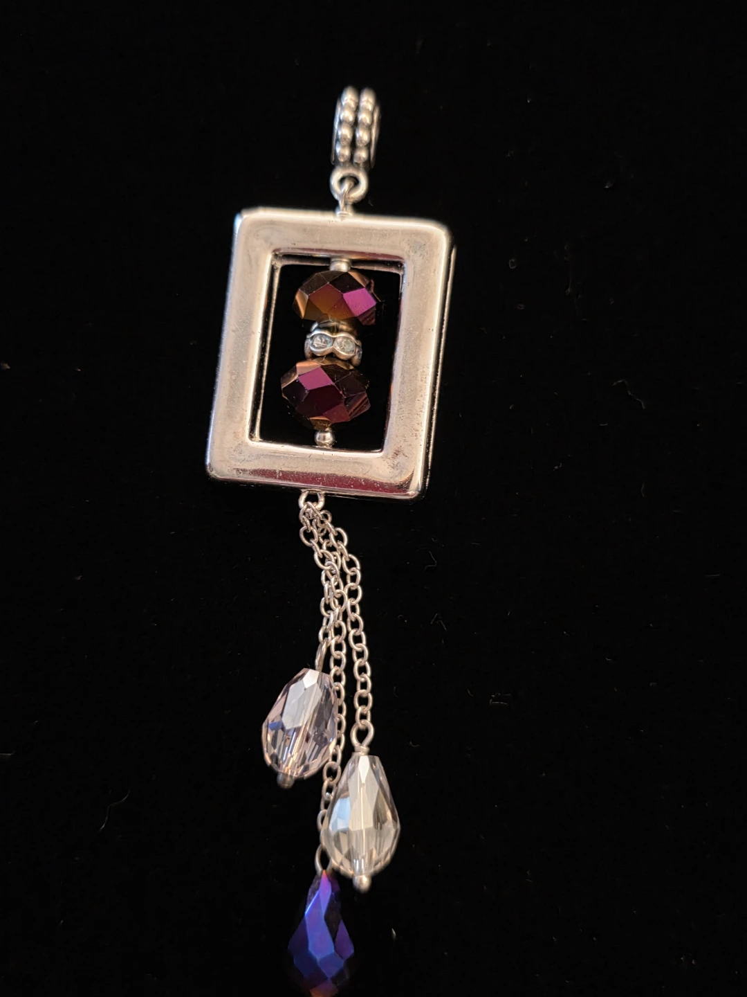 Silver tone dangle earrings and pendant set - photo 3