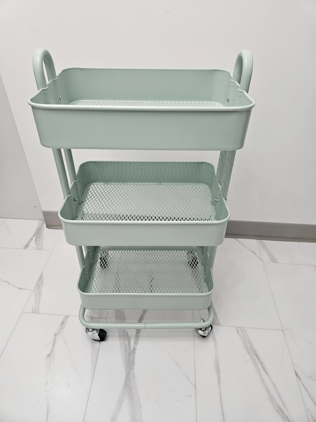 Mint Green 3-Tier Storage Cart with Wheels