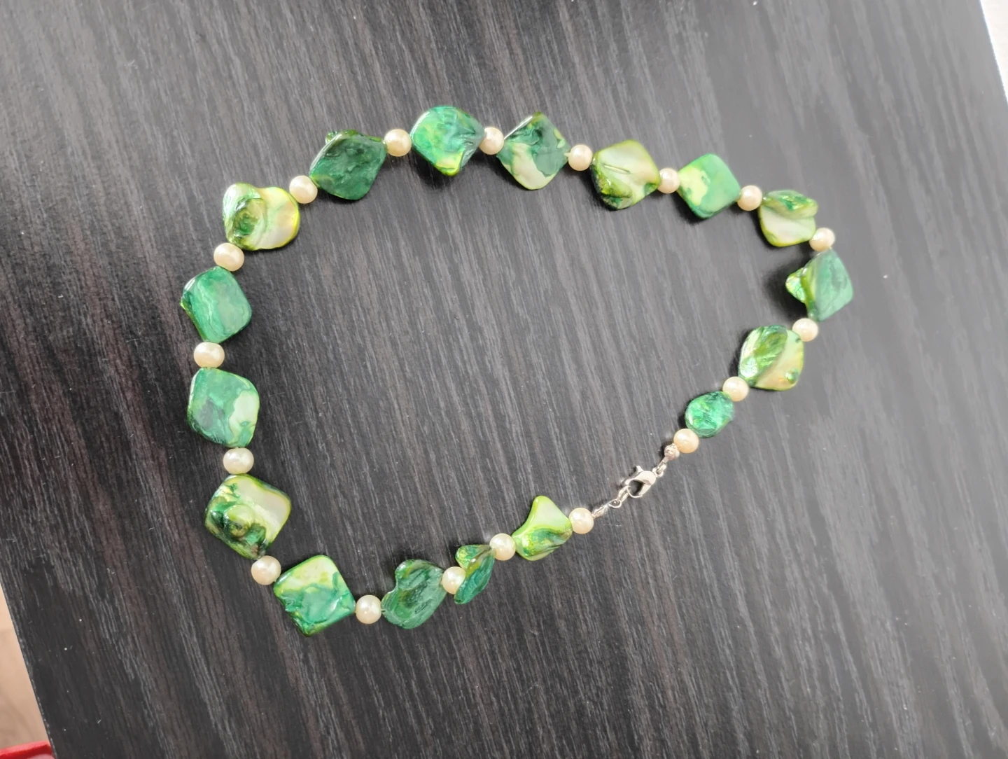 Green Shell and Pearl Necklace