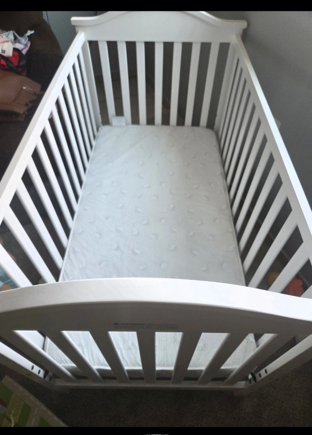 White Baby Crib with Mattress