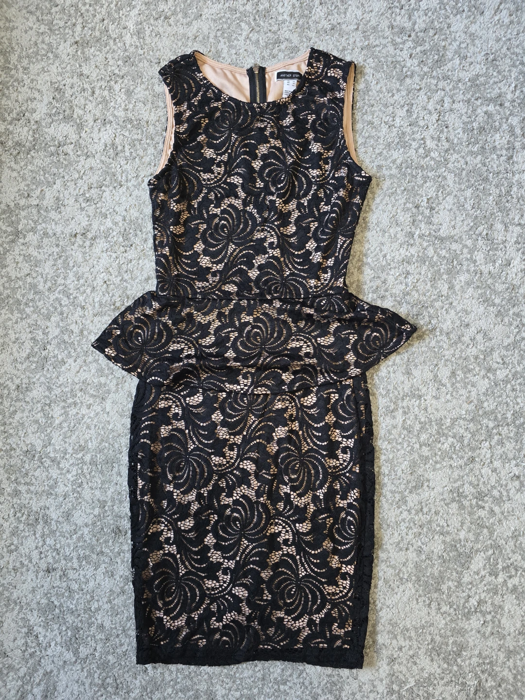 Another Step Black Lace Peplum Dress