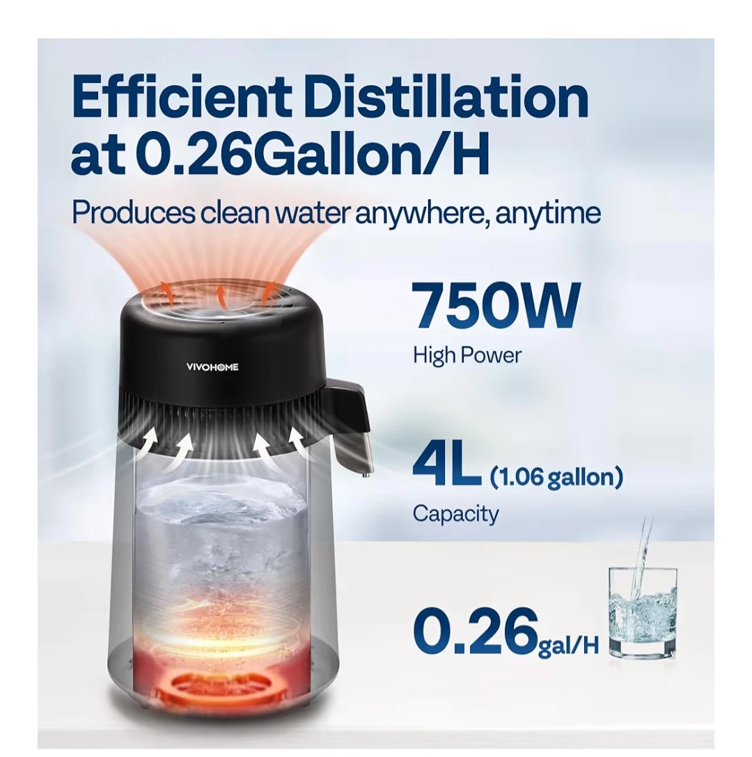 VIVOHOME Water Distiller Countertop 1.06 Gallon/4L 900W - photo 4