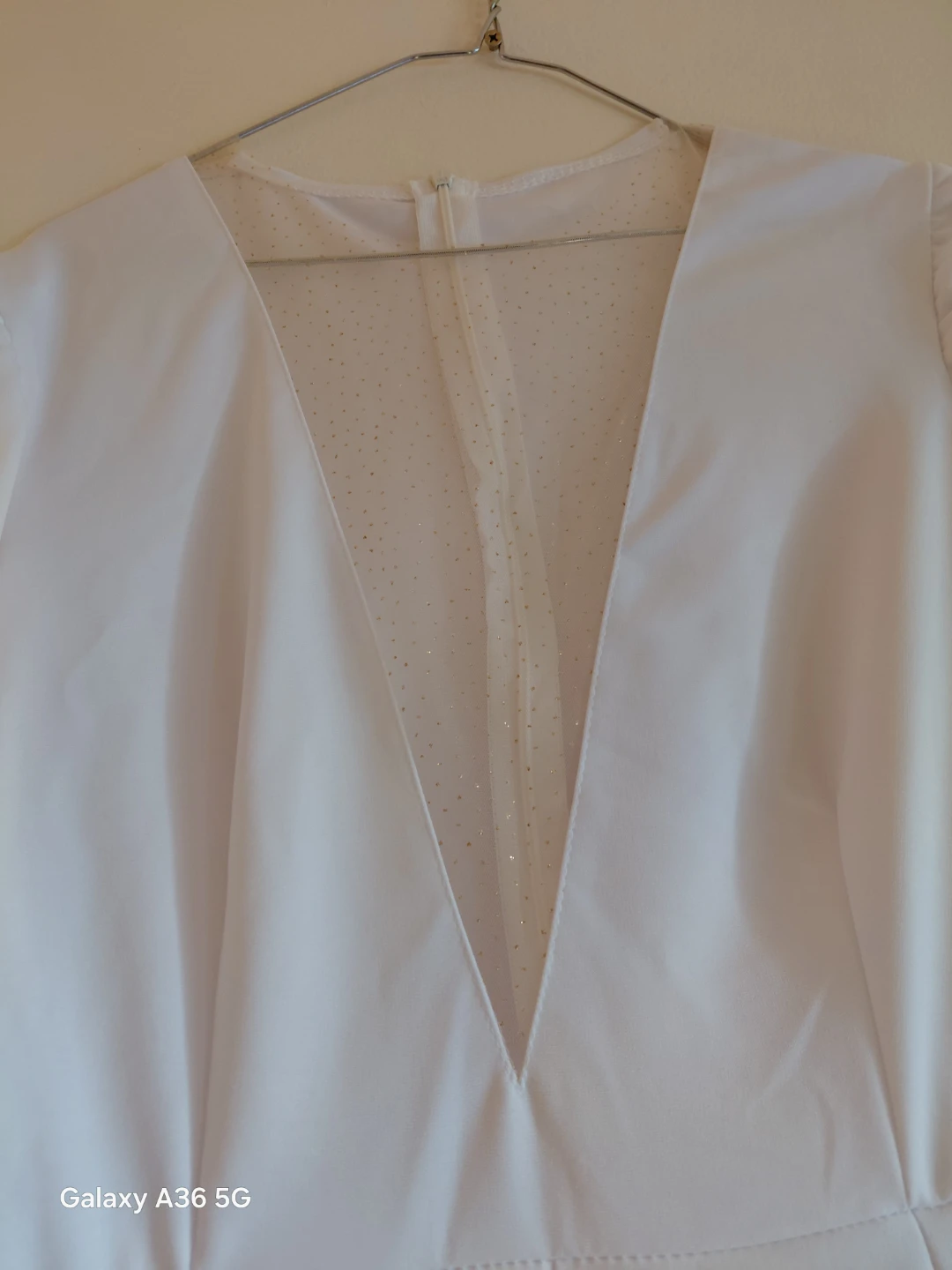 White Jumpsuit with Feather Cuffs - photo 2