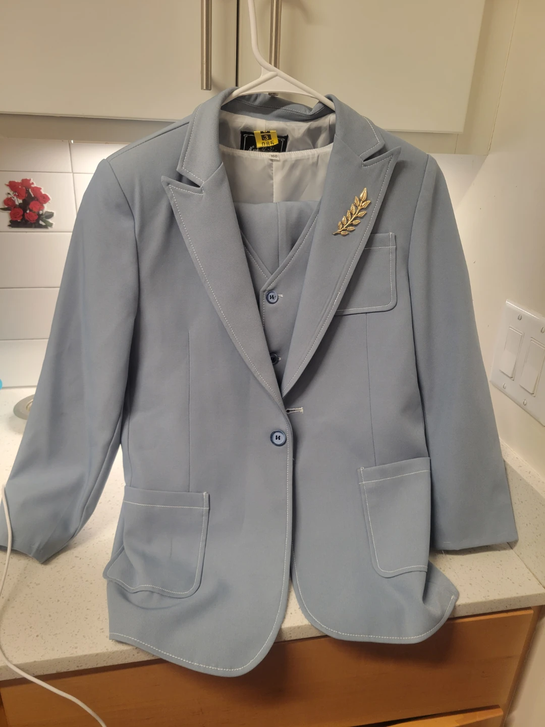 Light Blue 3-Piece Suit Set with Vest