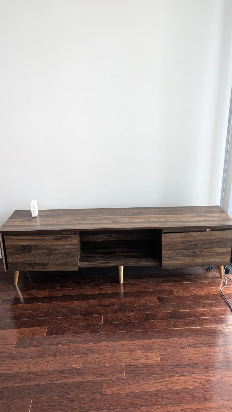 Dark Wood Media Console with Storage