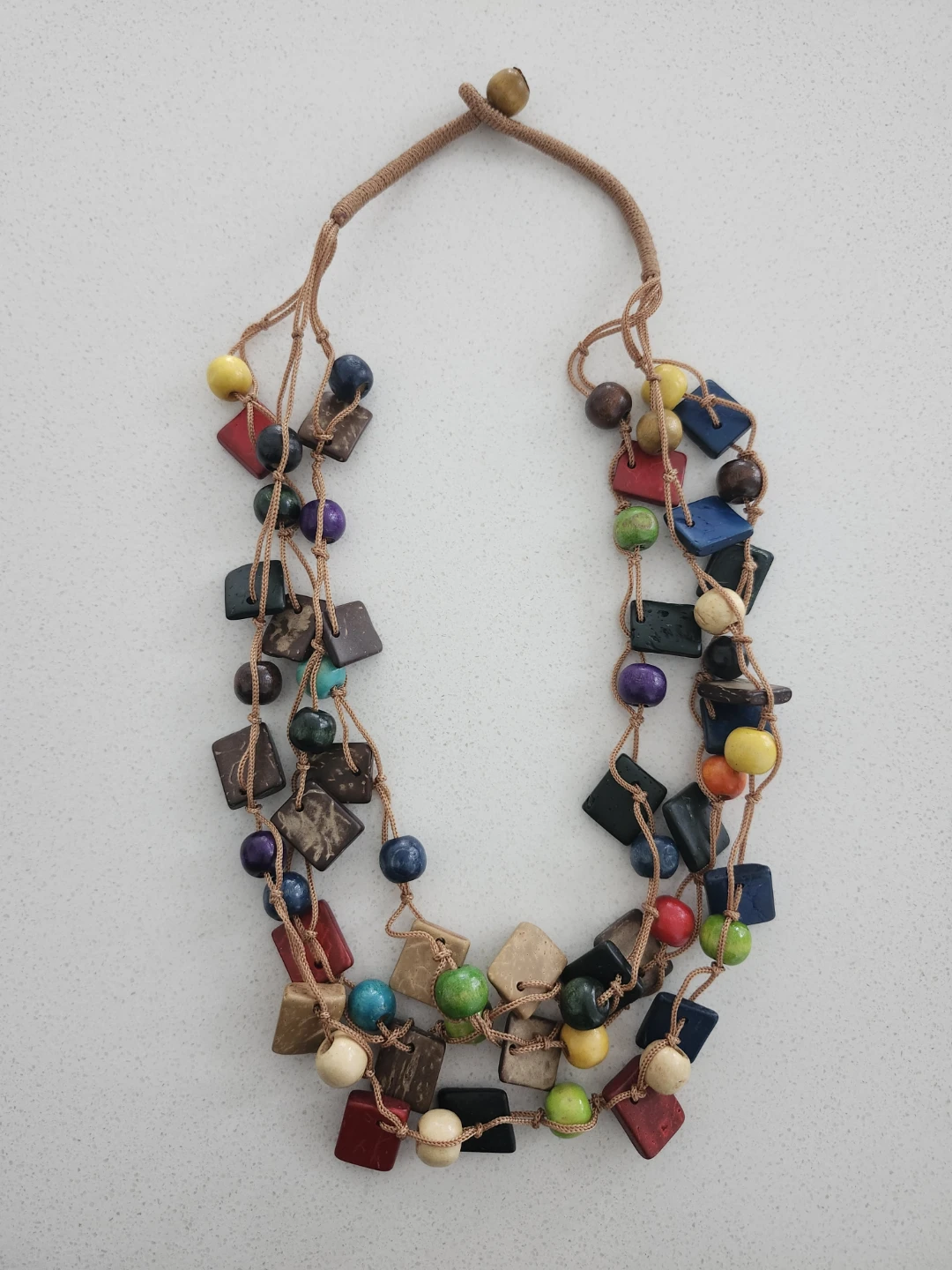 Colorful Wood Bead Necklace
