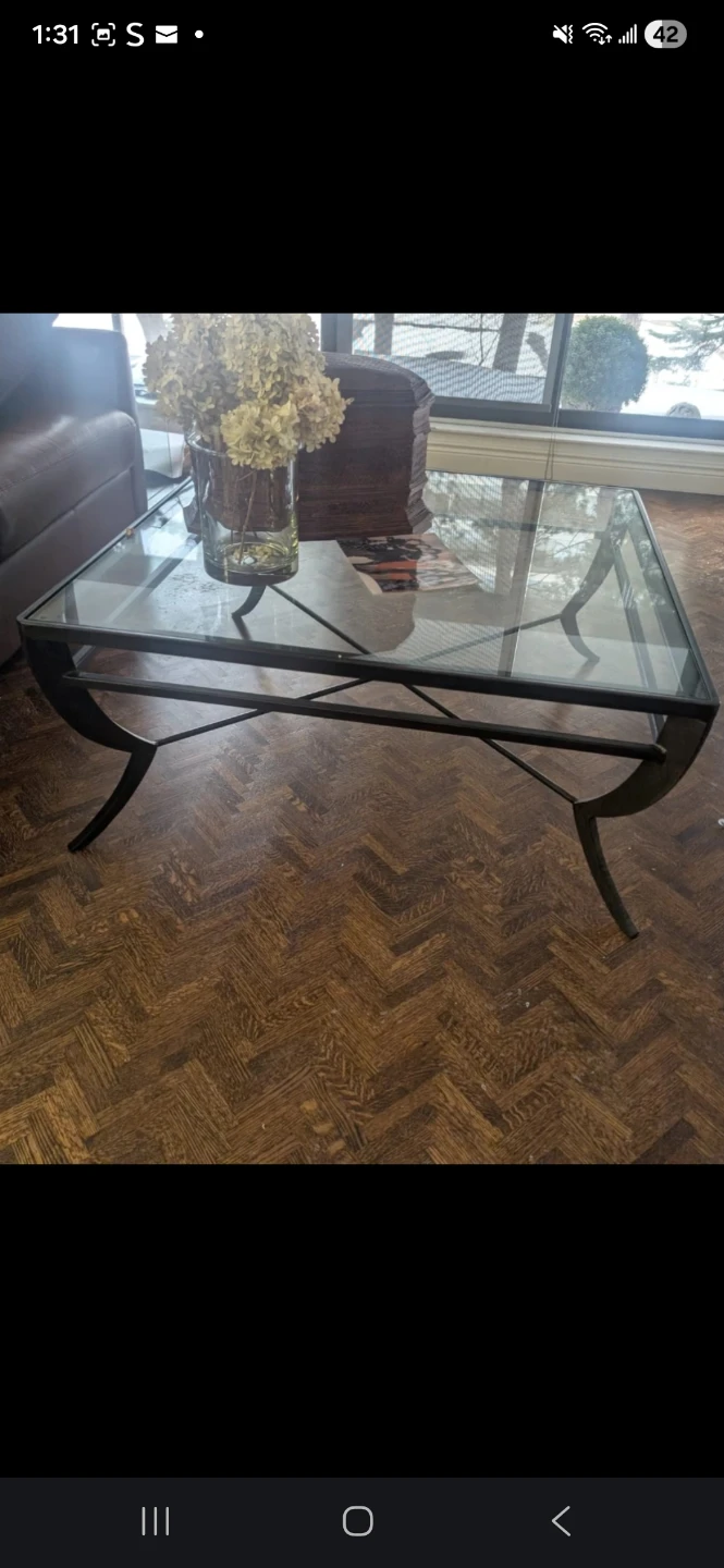 Glass and Metal Coffee Table