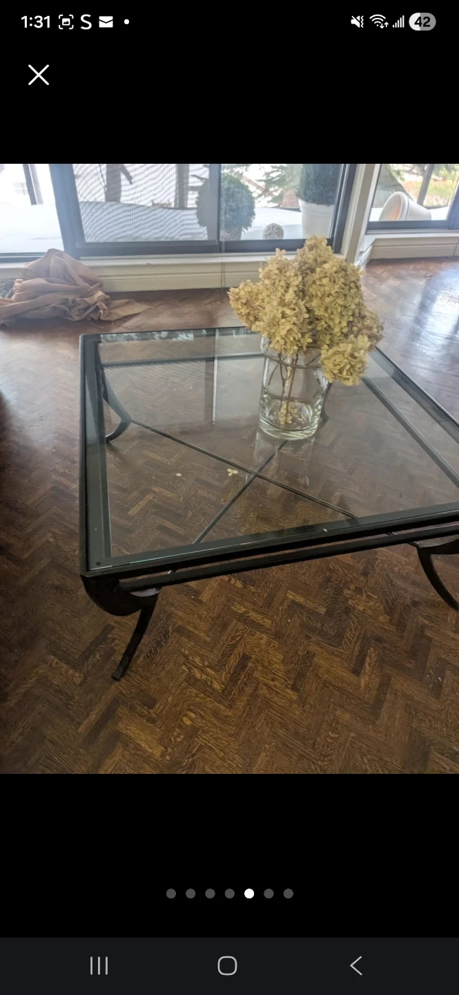 Glass and Metal Coffee Table - photo 4