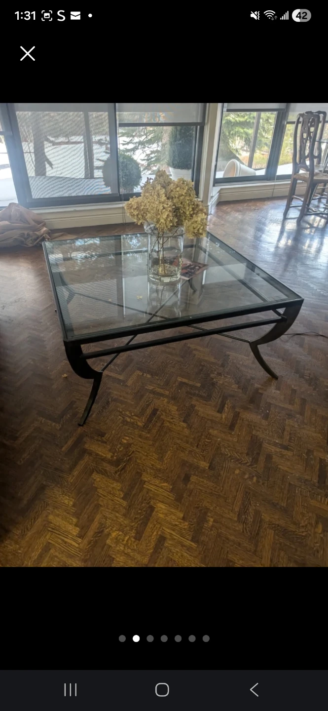 Glass and Metal Coffee Table - photo 5