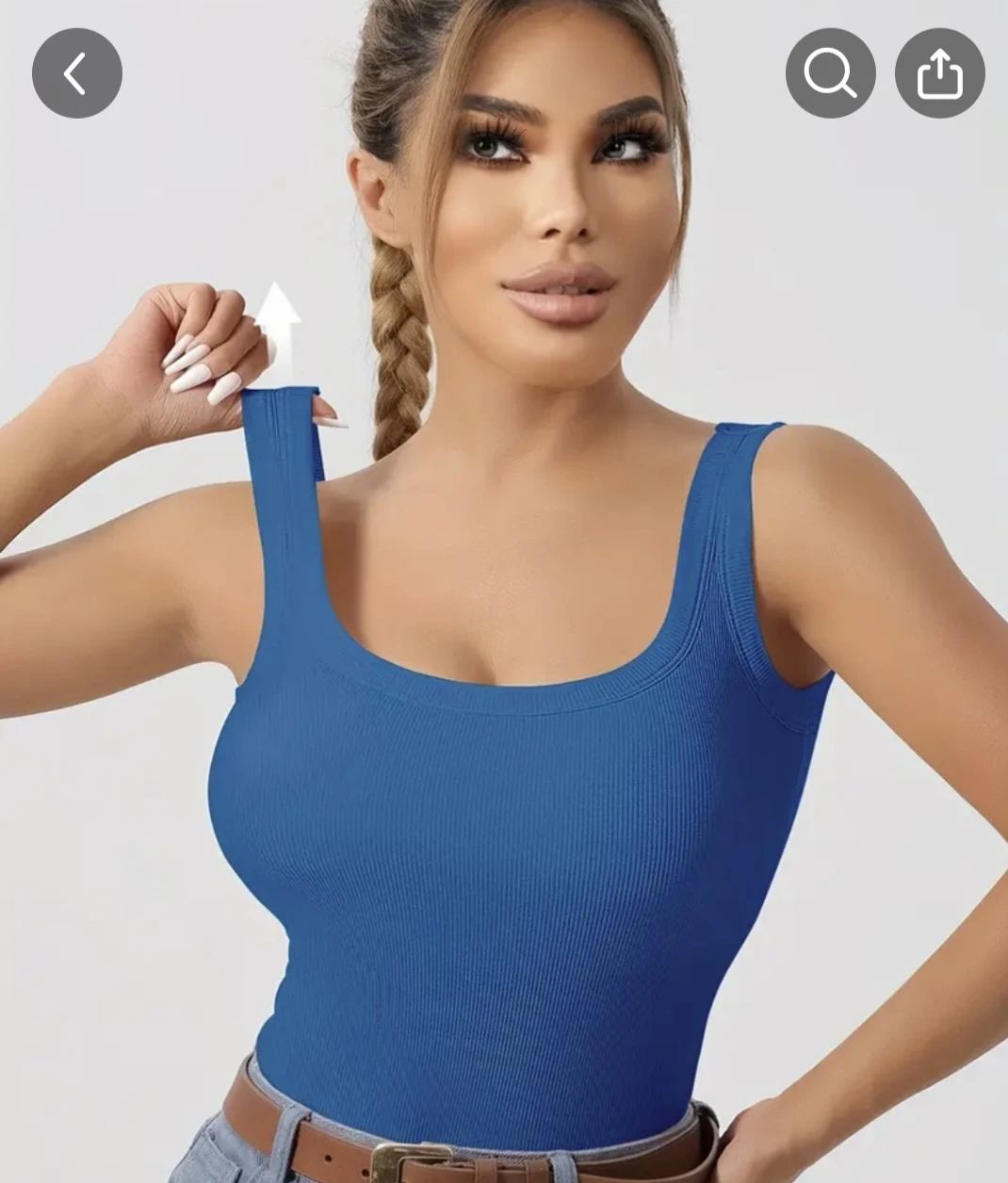 Blue Ribbed Tank Top
