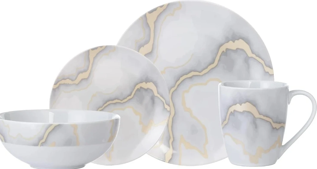 Safdie & Co. Inc. Electric Marble Dinner Set - 16 Piece