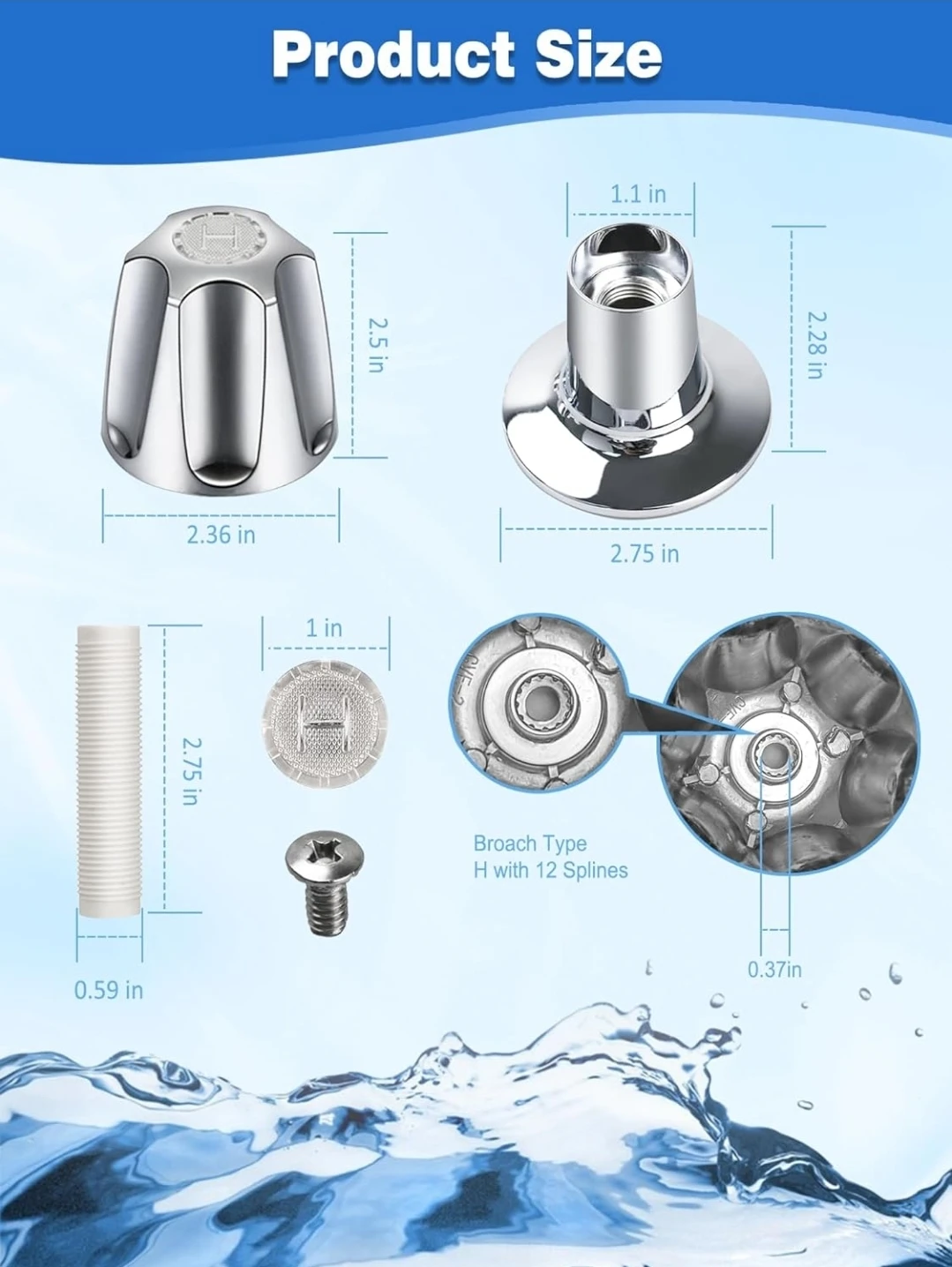 3 Piece Metal Shower Knob Replacement Kit - photo 2