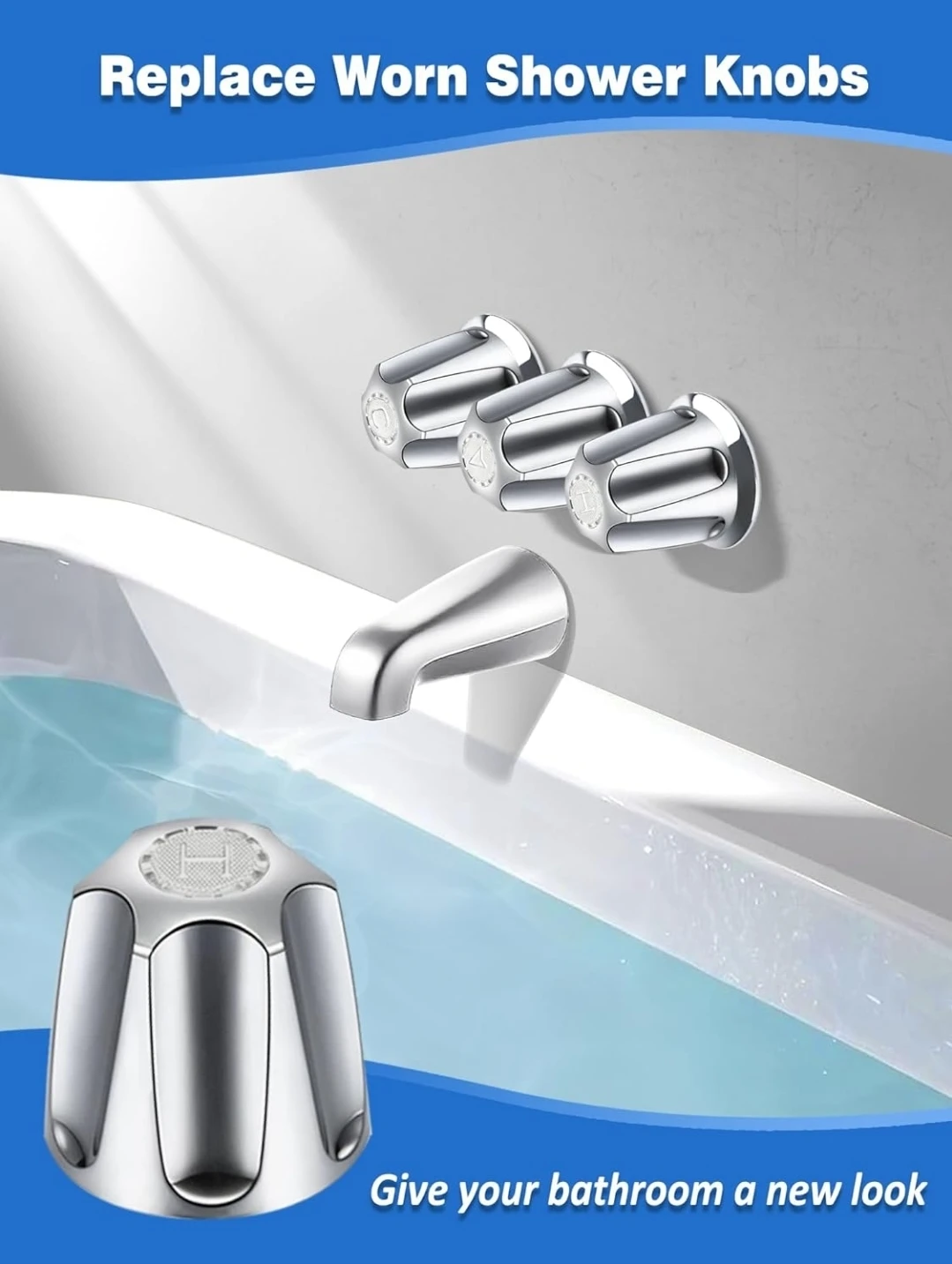 3 Piece Metal Shower Knob Replacement Kit - photo 3