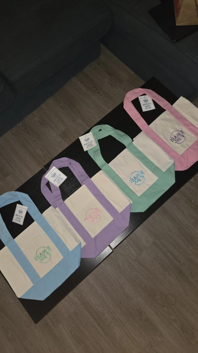 Trader Joe's Mini Pastel Canvas Tote Bag