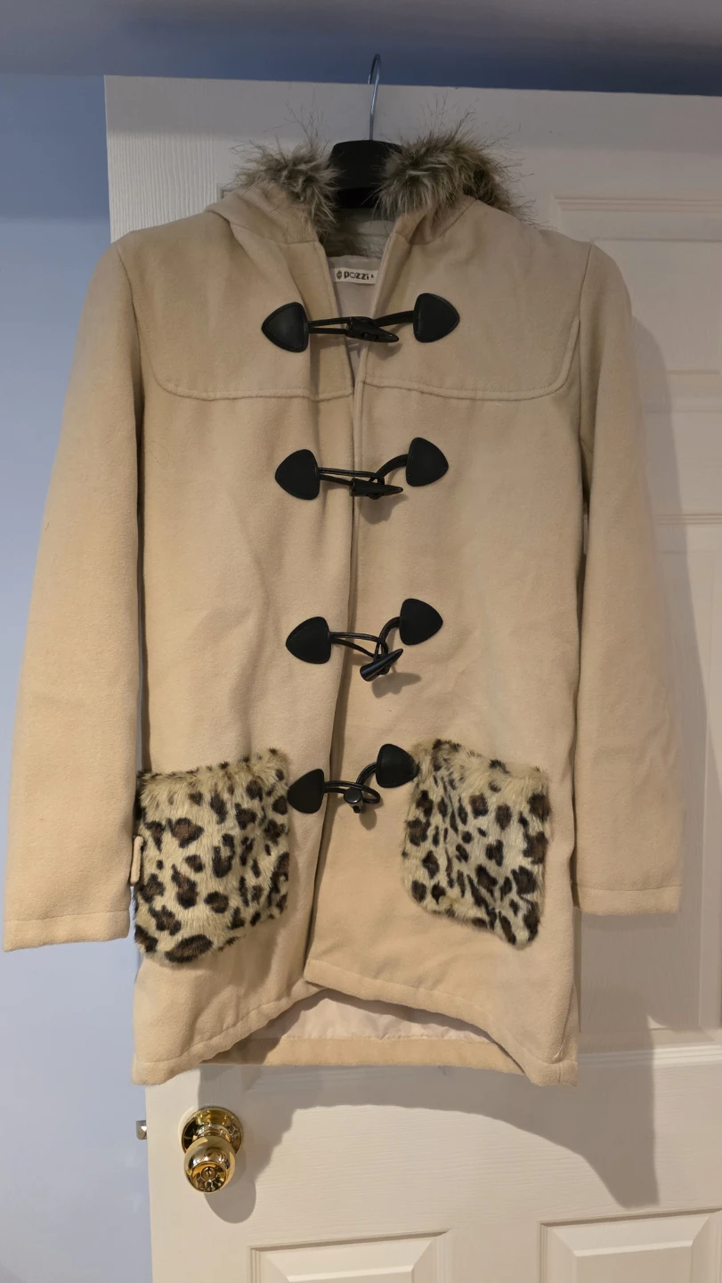 Pozzi toggle coat with faux fur trim