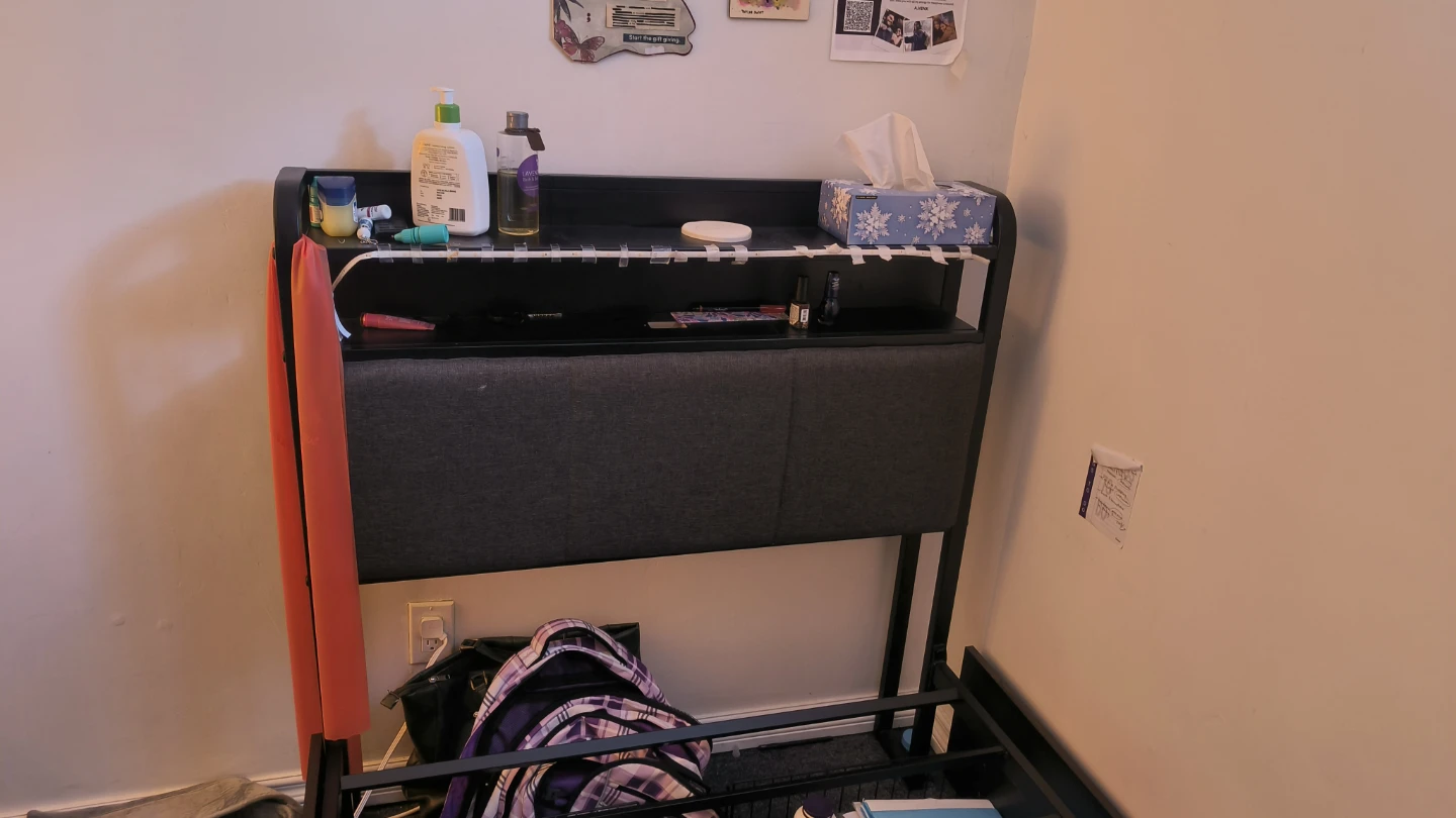 Black Metal Bed Frame with Built-in Storage - photo 3