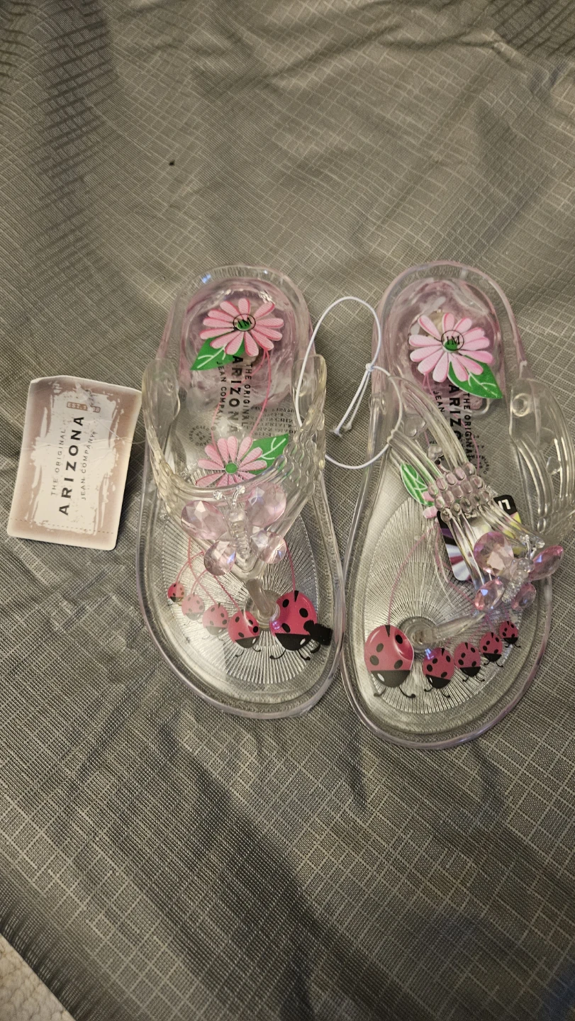 Arizona Jean Company Clear Jelly Sandals  Flowers Ladybugs