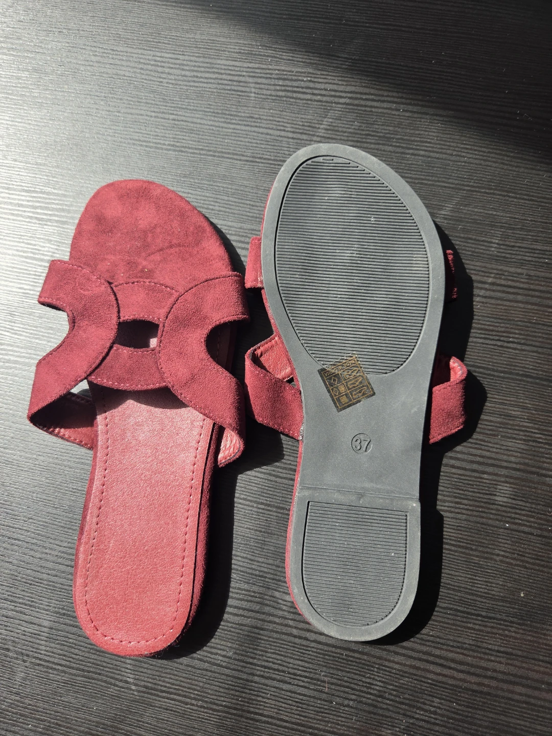 Women's Burgundy Suede Sandals Size 37 - photo 2