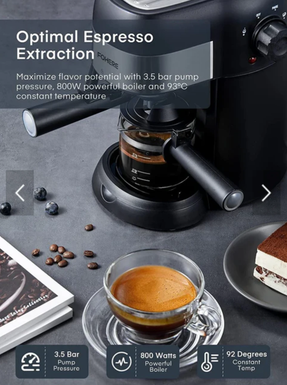 FOHERE Espresso Machine with Powerful Steam Wand - photo 2