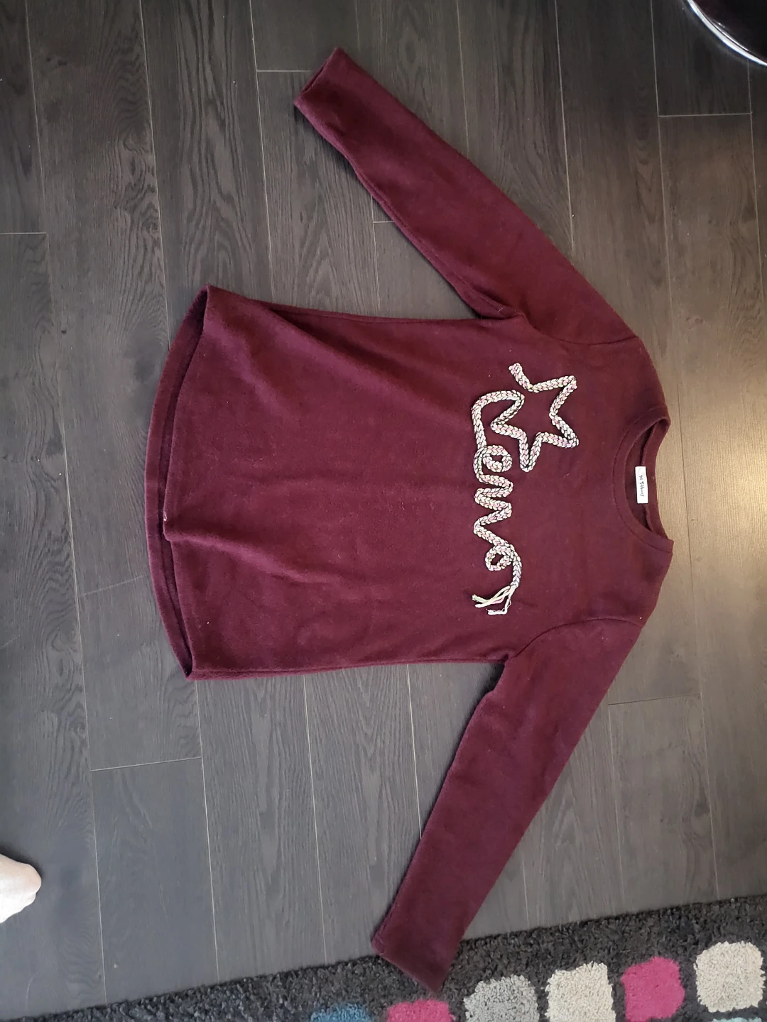 Burgundy Braided Rope Soft Sweatshirt from Korea - photo 3