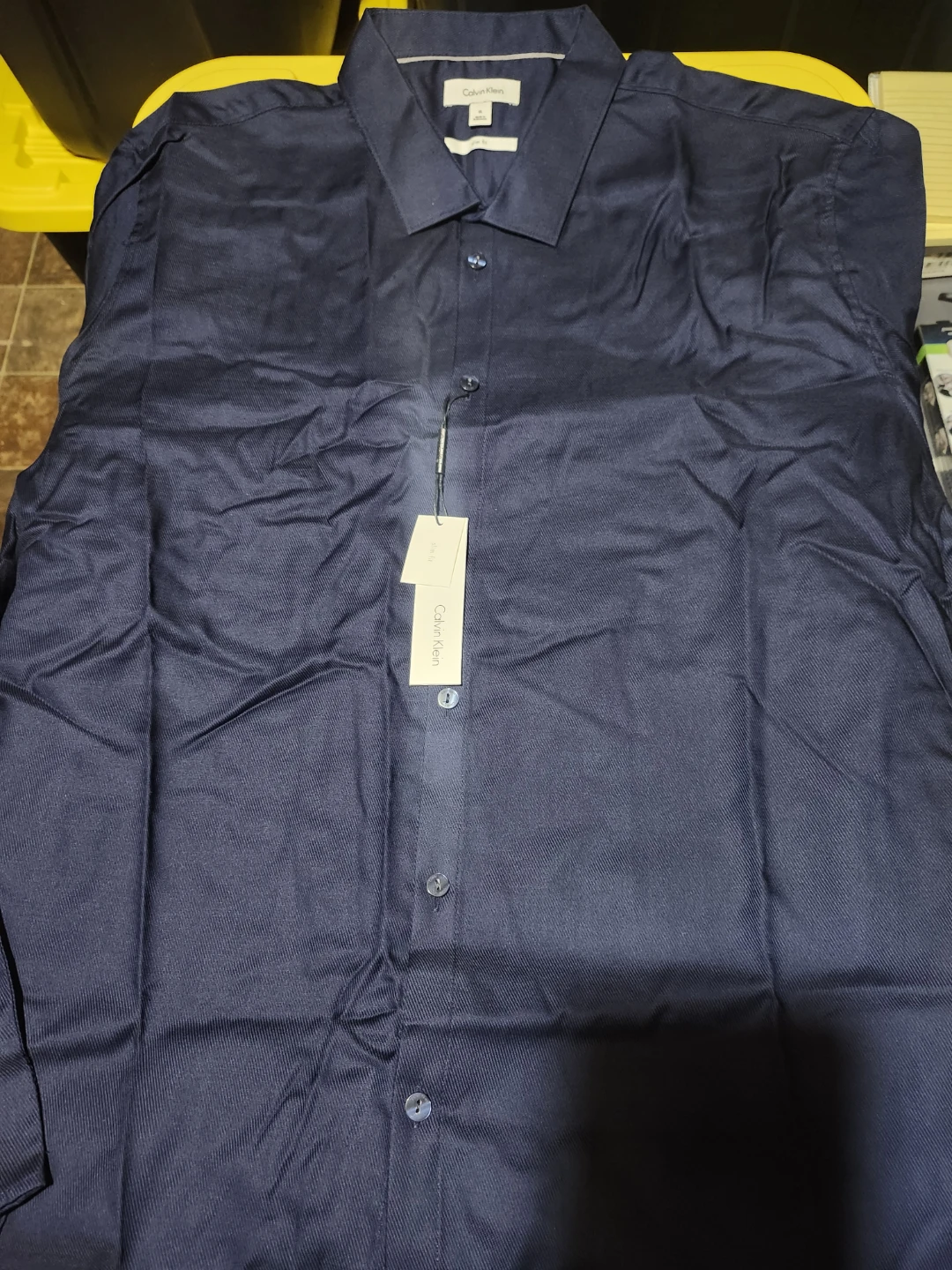 Calvin Klein Men's Navy Blue Dress Shirt - XL