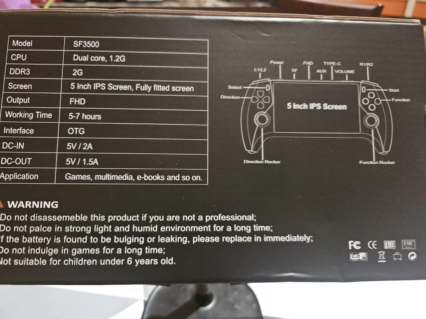 SF3500 5 Inch IPS Screen Game Player - photo 5