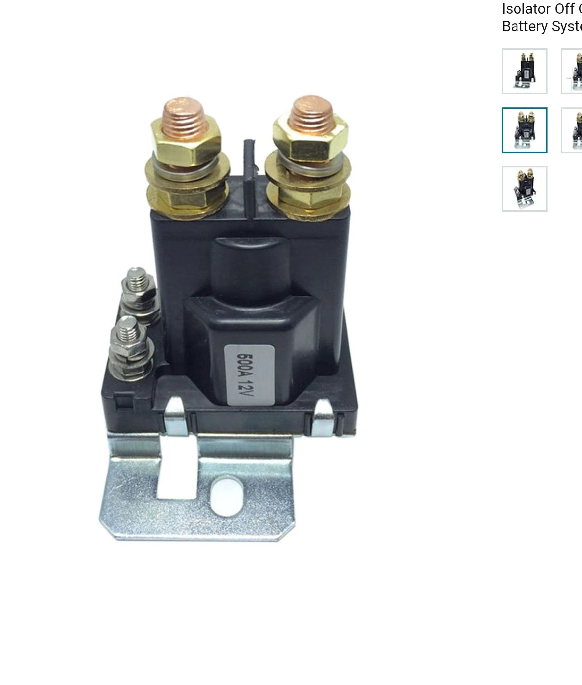 12VDC 500A SPST Contactor Double Battery Isolator - photo 2