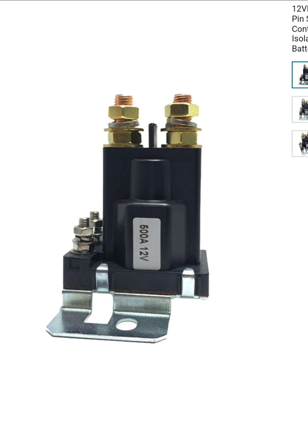 12VDC 500A SPST Contactor Double Battery Isolator - photo 4