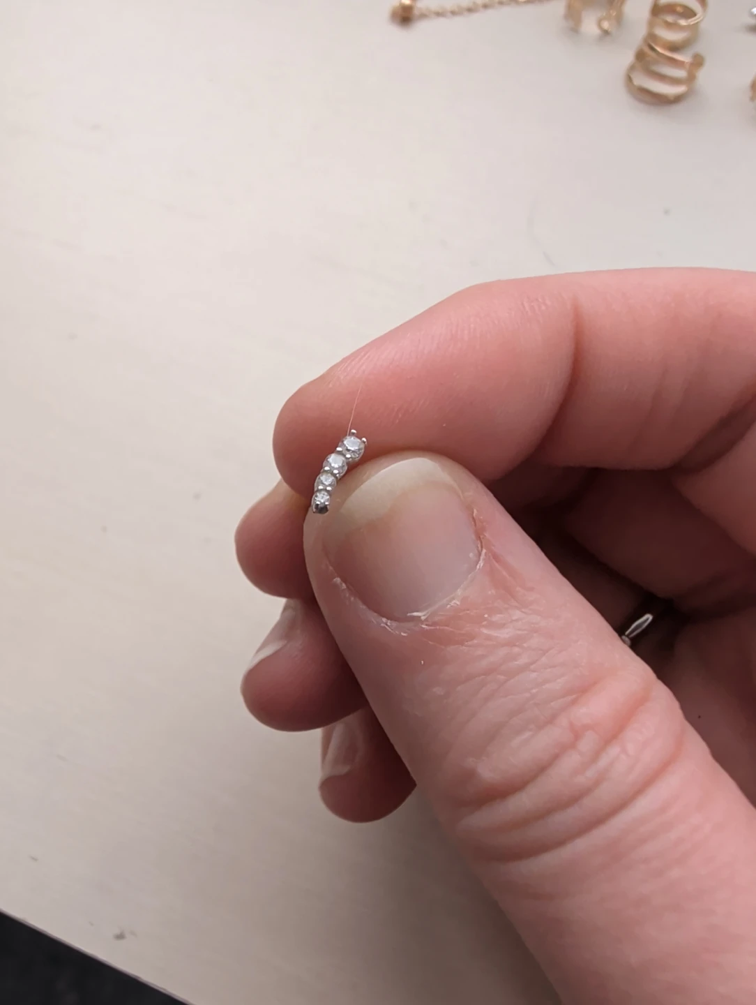 Flat Back Labret Piercing with 5 Clear Crystals - photo 2