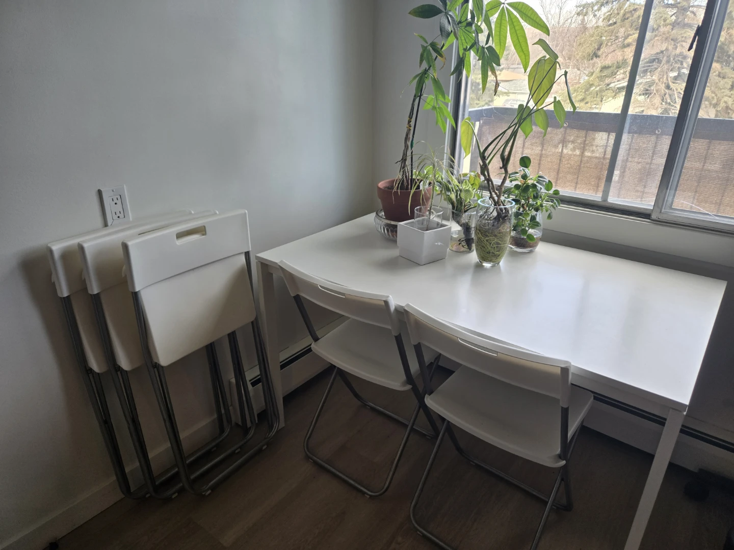 Ikea White Compact Dining Table and Chairs - photo 2