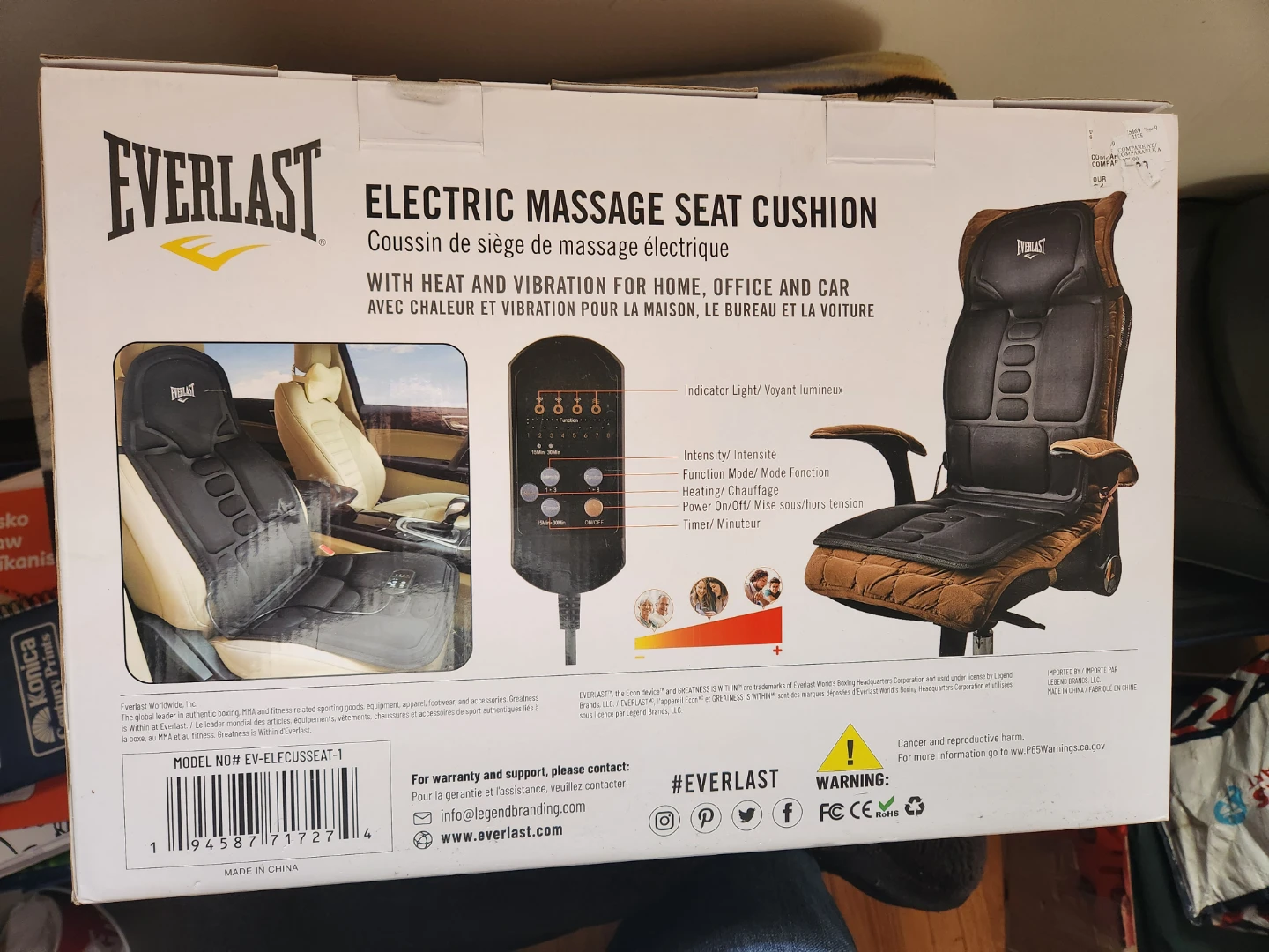 Everlast Electric Massage Seat Cushion