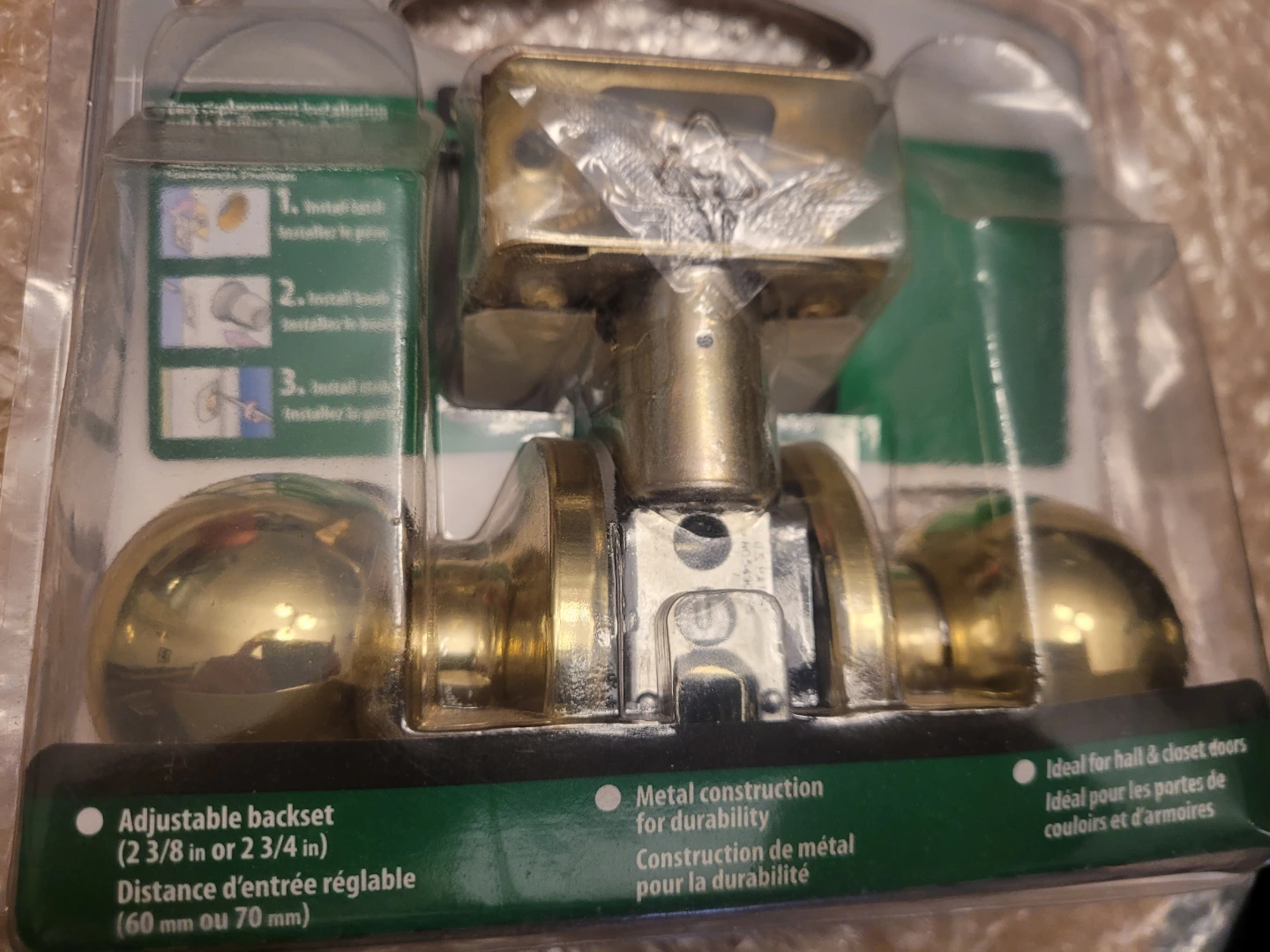 Defiant Polished Brass Hall & Closet Non-Locking Door Knobs - photo 3