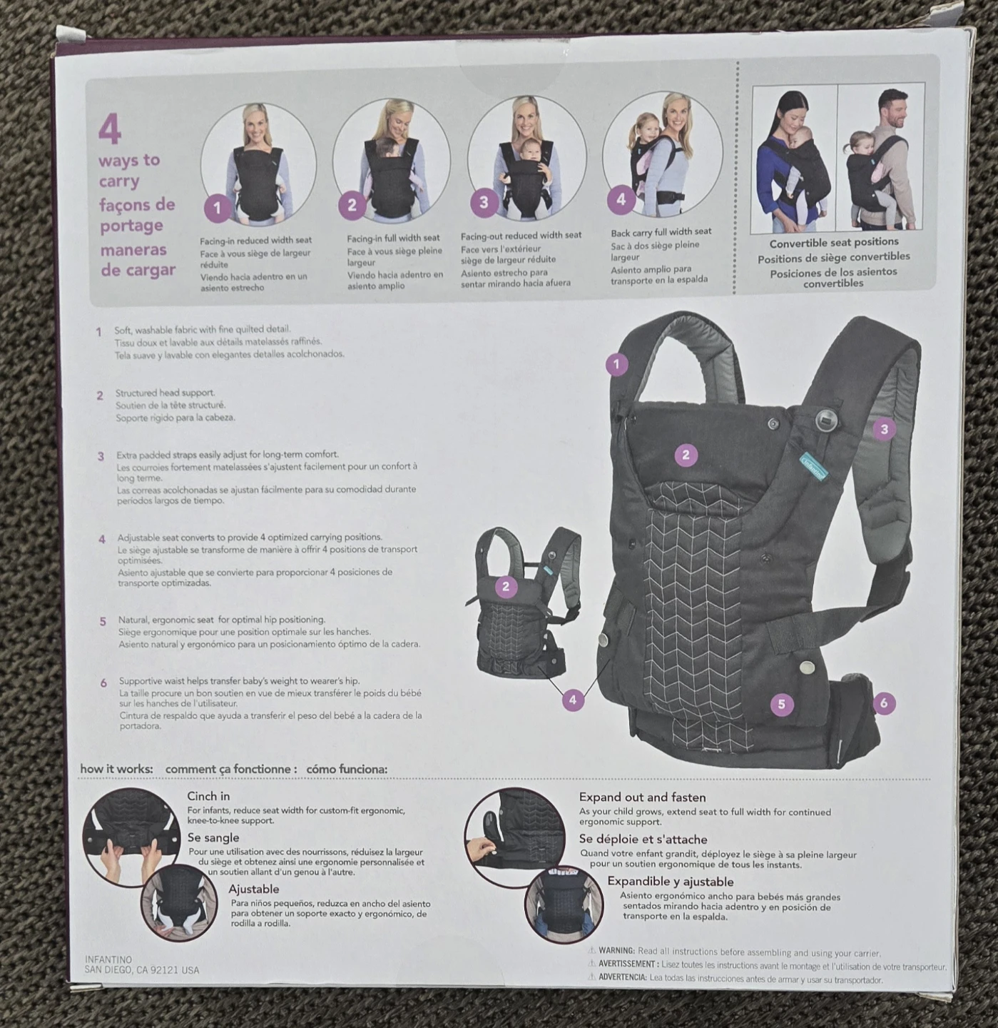 Infantino Baby Carrier Black 8-40lbs - photo 3