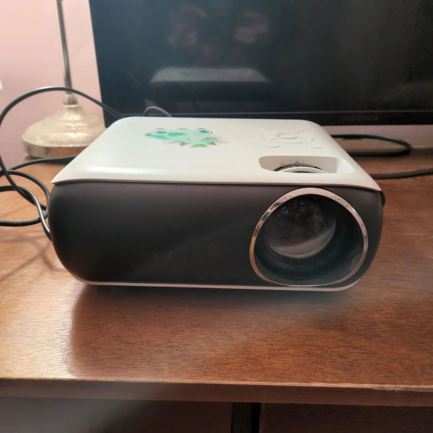 White Mini Projector with Decorative Sticker - photo 2